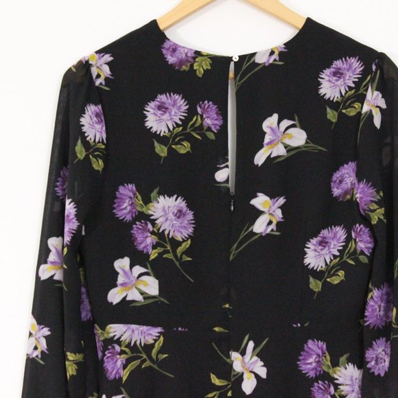 *Forever 21 Black & Purple Floral Print Regular Fit A Line Dress - Picture 10 of 10